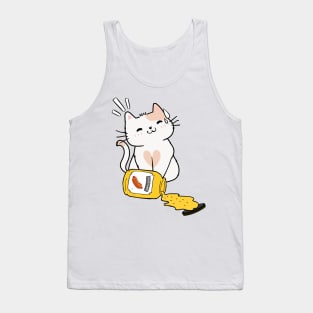 Cute Persian Cat Spilled a jar of mustard sauce Tank Top